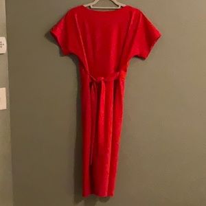 New York & Co Red Dress with attached belt to tie in front or back Size Medium.